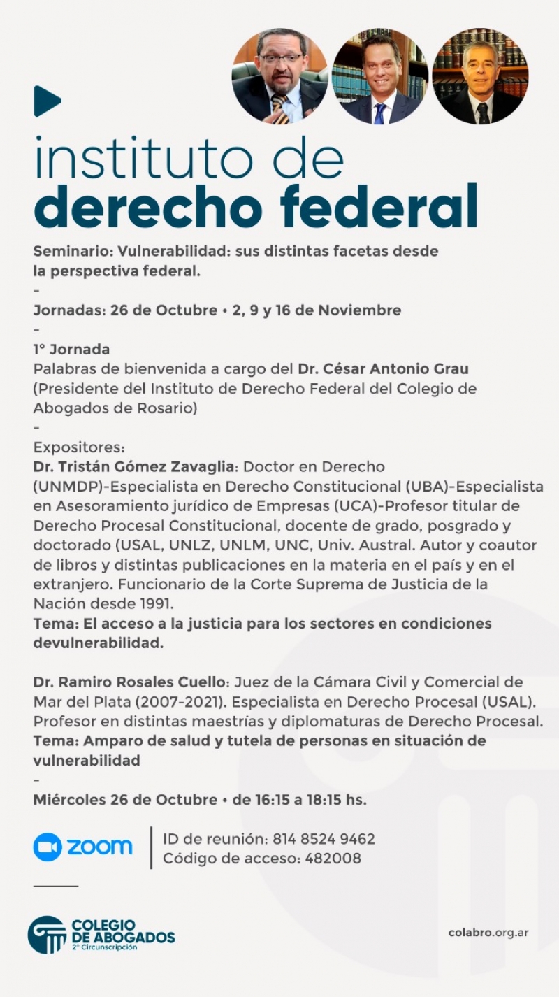 SEMINARIO Vulnerabilidad: sus distintas facetas desde la perspectiva federal - 26/10/2022